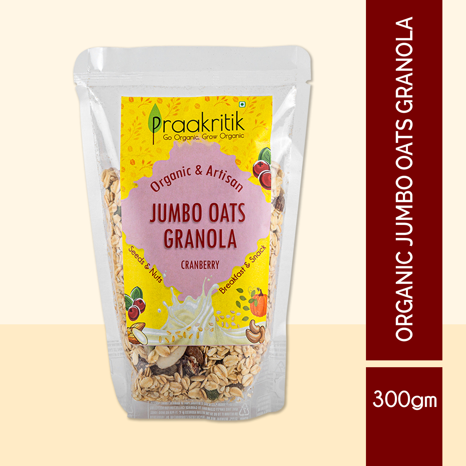 Cranberry Oats Granola Organic | 300 G | Praakritik